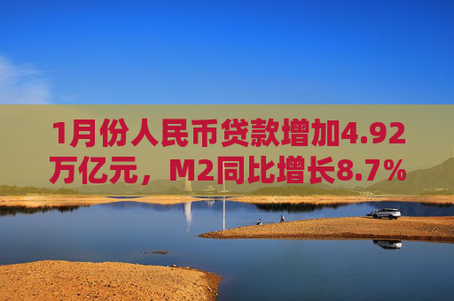 1月份人民币贷款增加4.92万亿元，M2同比增长8.7%